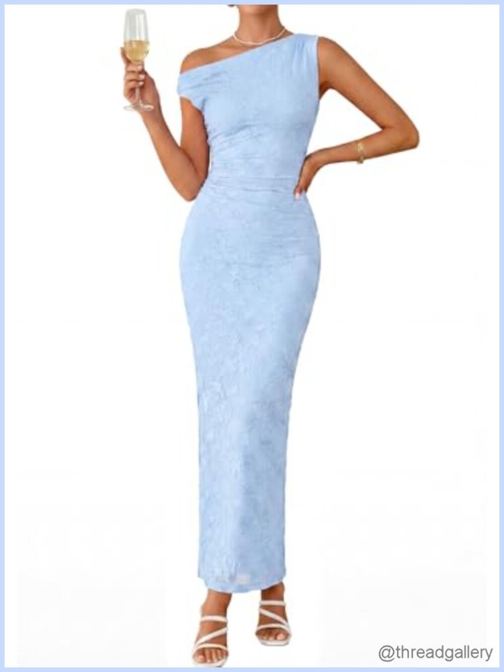 PRETTYGARDEN Womens Floral One Shoulder Maxi Dress Bodycon Ruched Cocktail